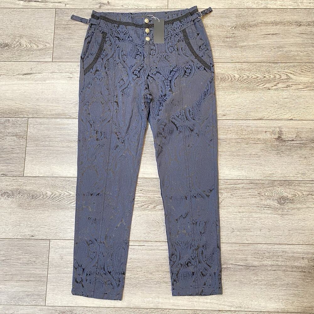 Vatpave Pants Womens Large Paisley Print Steampunk Emo Goth Cosplay Victorian